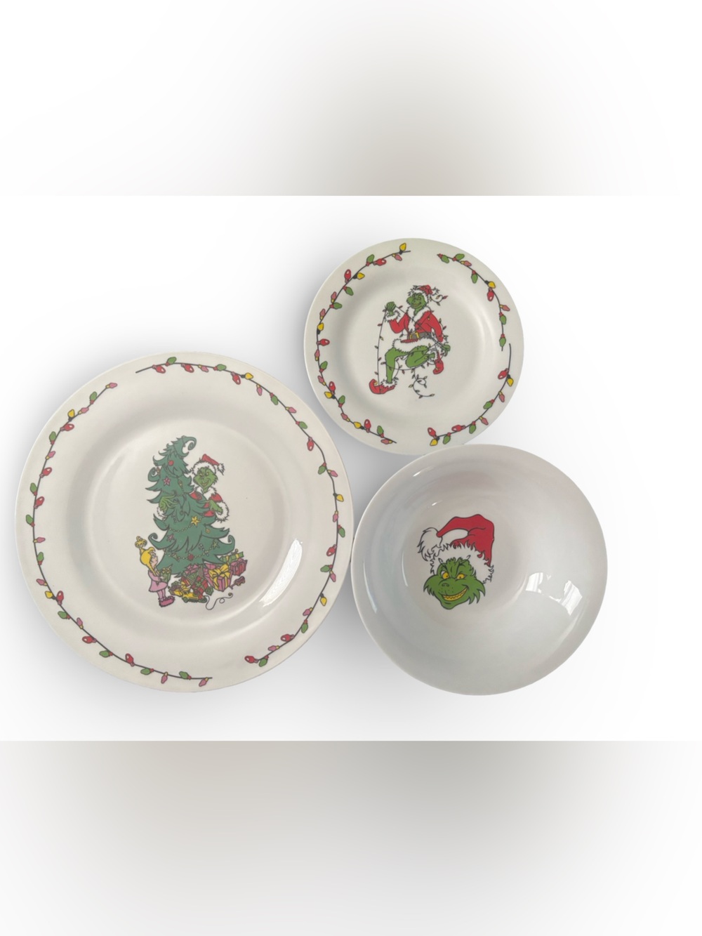 Vintage Universal Studios "How the Grinch Stole Christmas" Dinner Plates & Bowl
